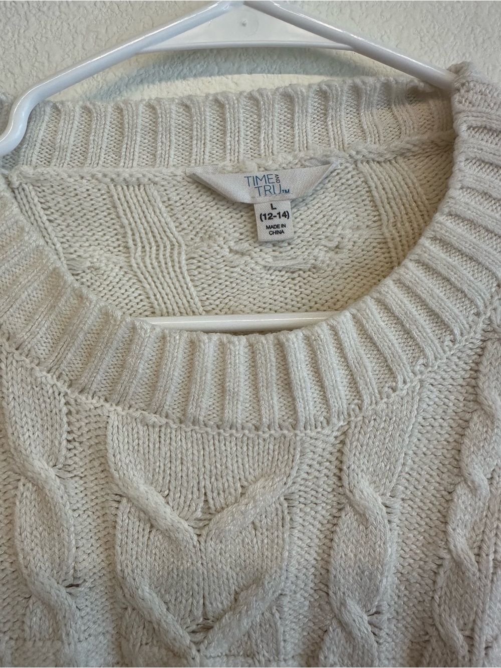 Time and Tru Cream Cable Knit Sweater - Picture 2 of 3